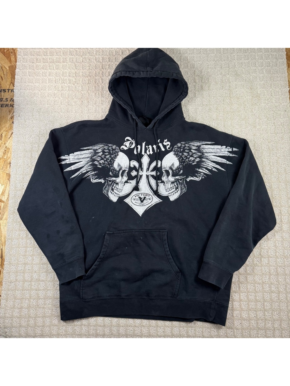 Y2K Victory Motorcycles Polaris Skull Hoodie Black XL